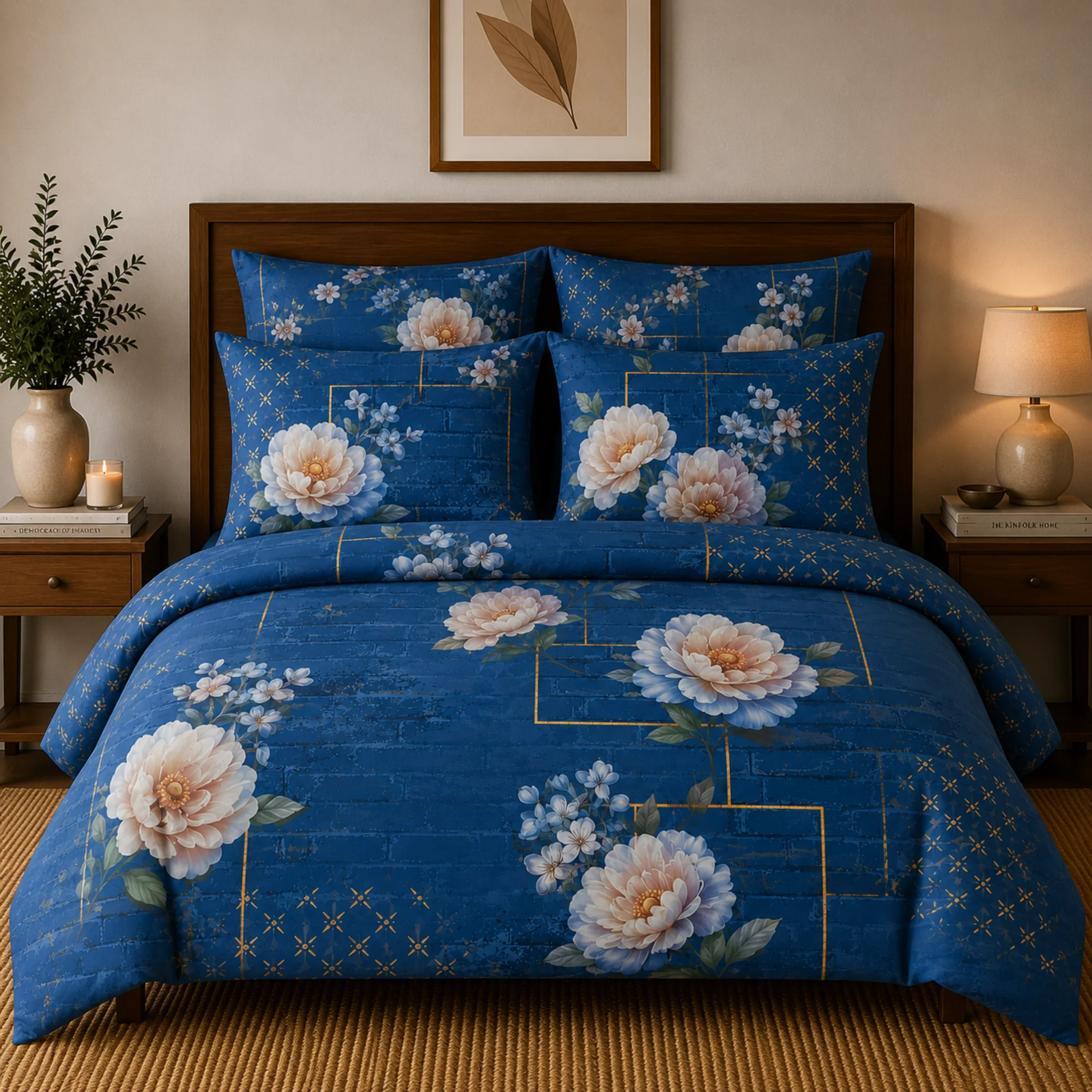 Midnight Peony Brick Wall